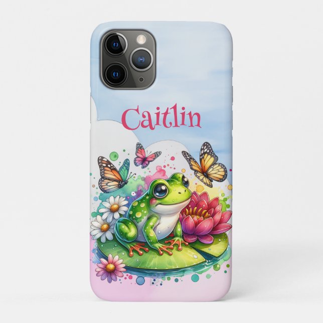 Personalised Frog, Flowers and Butterflies Case-Mate iPhone Case (Back)