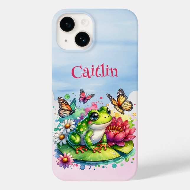 Personalised Frog, Flowers and Butterflies Case-Mate iPhone Case (Back)