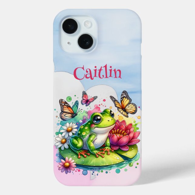 Personalised Frog, Flowers and Butterflies Case-Mate iPhone Case (Back)