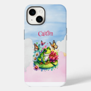 Personalised Frog, Flowers and Butterflies iPhone 14 Case