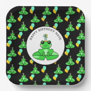Personalised Frog Happy Birthday Paper Plate