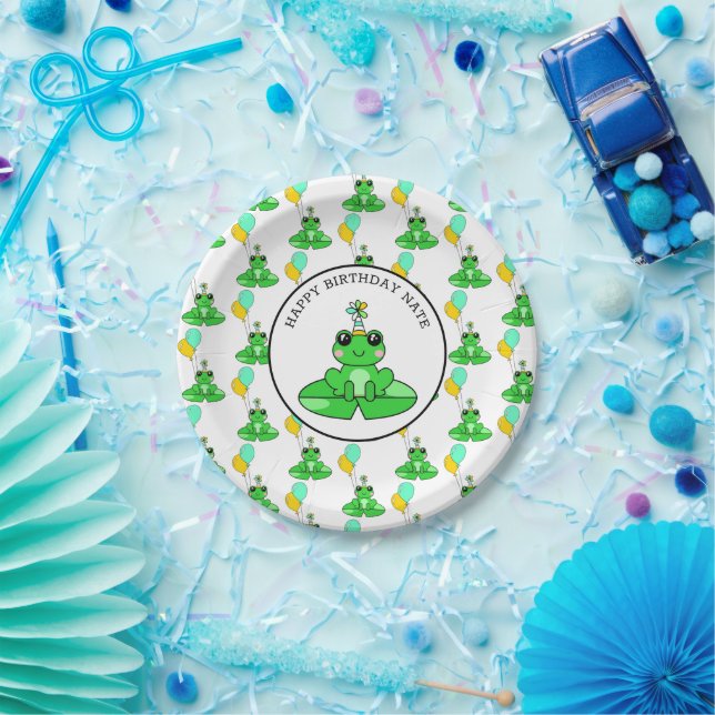 Personalised Frog Happy Birthday Paper Plate (Party)