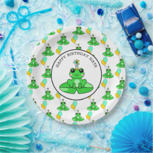 Personalised Frog Happy Birthday Paper Plate