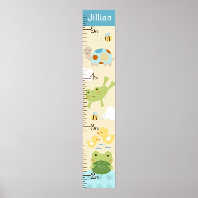 Personalised Frog in the Pond/Turtle Growth Chart (Front)