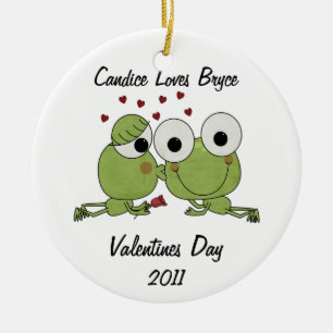 Personalised Frog Kisses Valentine Ornament