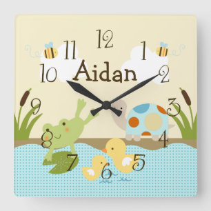 Personalised Frog n the Pond/Turtle Nursery Clock