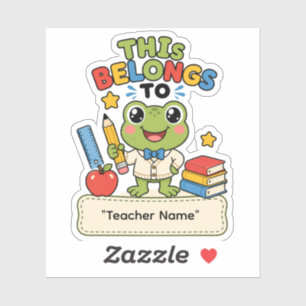 Personalised Frog School Name Sticker