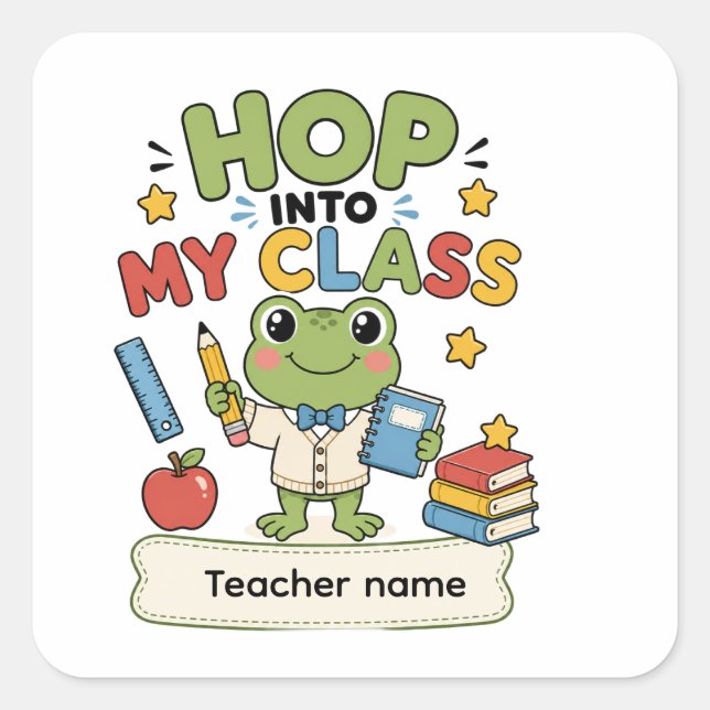 Personalised Frog Teacher Classroom Sticker (Front)