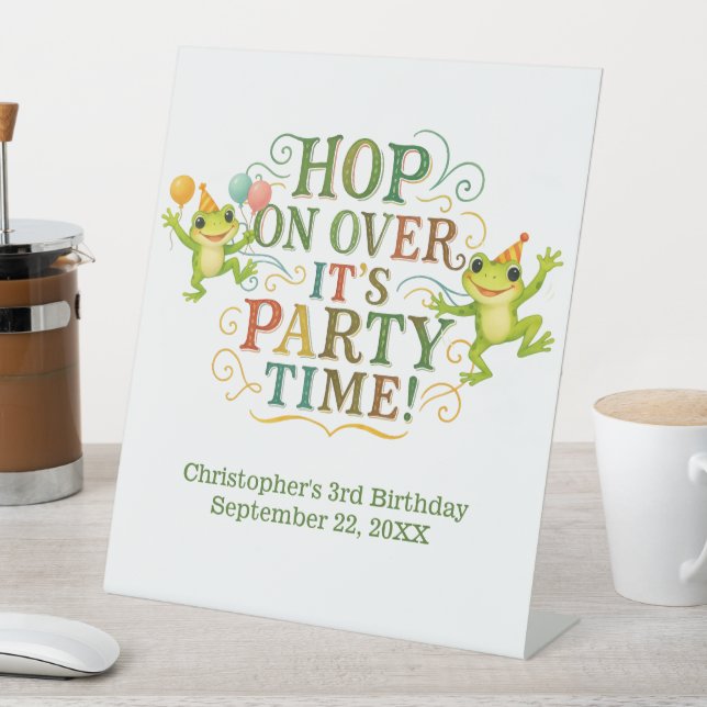 Personalised Frog Toddler Kids Boy Girl Birthday Pedestal Sign (In SItu)