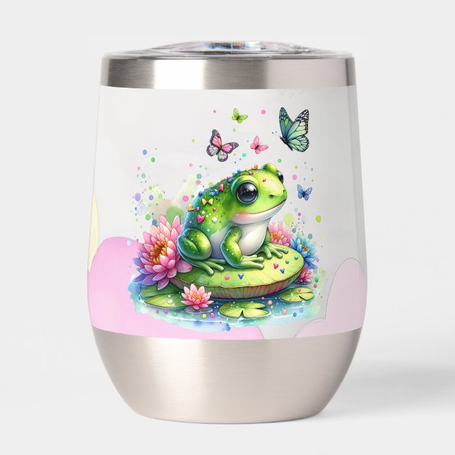 Personalised Frog with Flowers on Lilypad Insulate (Front)