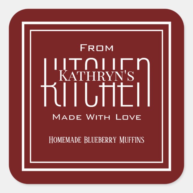 Personalised From Kitchen Homemade Red Food Label (Front)