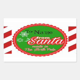 Personalised From Santa kids Christmas Rectangular Sticker