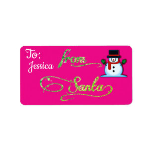 Personalised From Santa Pink Christmas Label