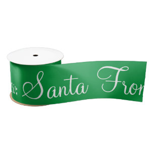Personalised From Santa Script Holiday Green Satin Satin Ribbon
