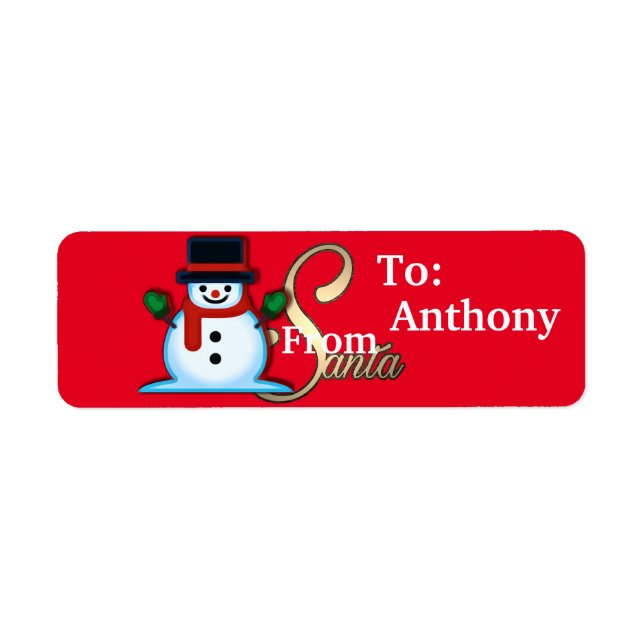 Personalised From Santa Snowman Red Christmas (Front)