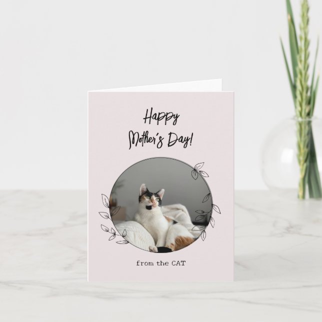 Personalised From the Cat Happy Mother's Day Rose Card (Front)