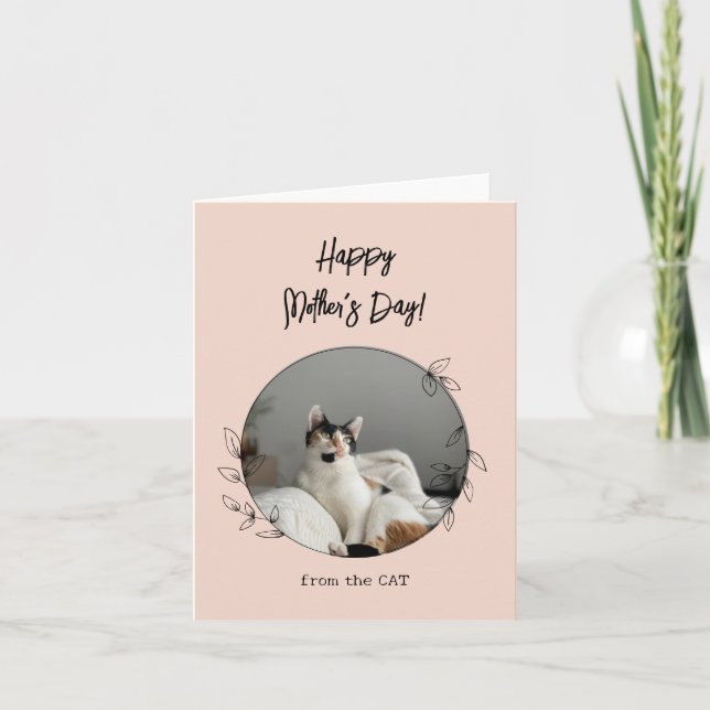 Personalised From the Cat Happy Mother's Day Satin Card (Front)