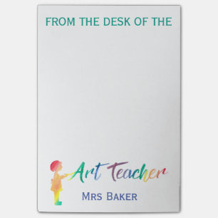 Personalised From The Desk of Art Teacher Colourfu Post-it Notes