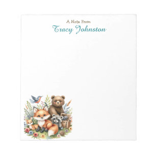 Personalised From the Desk of   Bear and Fox Notepad
