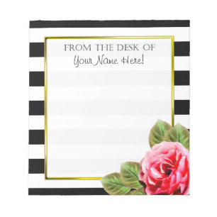 Personalised From The Desk Of For Women Pink Rose Notepad