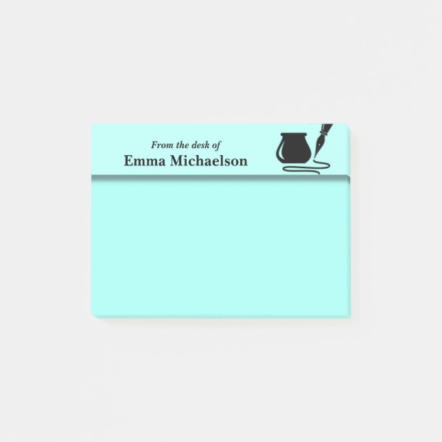 Personalised From the Desk of Office, aqua Post-it Notes (Front)