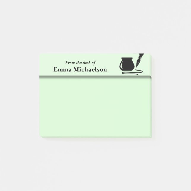 Personalised From the Desk of Office, green Post-it Notes (Front)