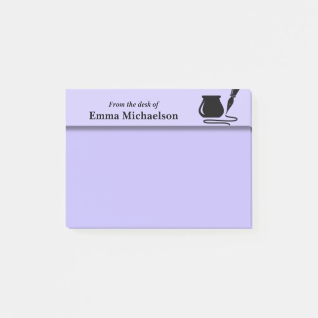 Personalised From the Desk of Office, purple Post-it Notes (Front)