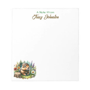 Personalised From the Desk of Watercolor Groundhog Notepad