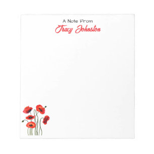 Personalised From the Desk of Watercolor Poppies Notepad