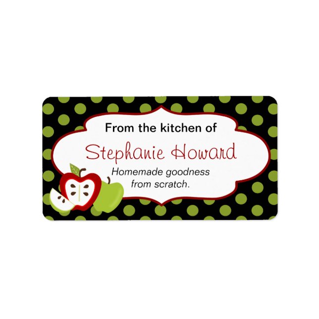 Personalised From The Kitchen With Apples Label (Front)