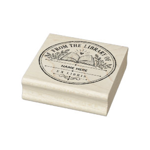Personalised From the Library Of Ex Libris Wood Ru Rubber Stamp