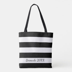 Personalised Front and Back Black Striped Tote