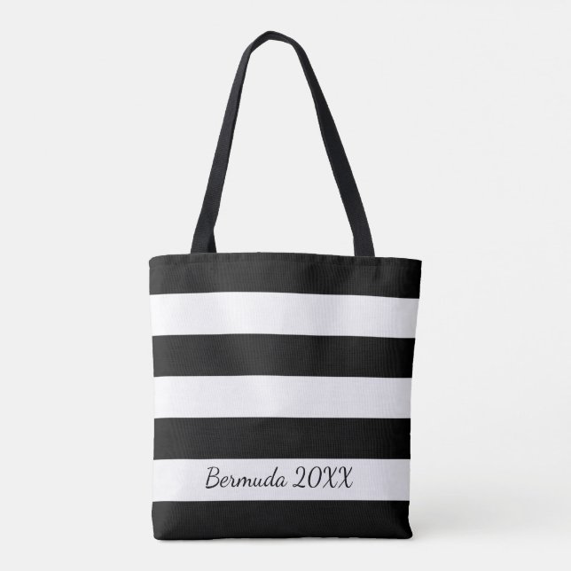 Personalised Front and Back Black Striped Tote Bag (Back)