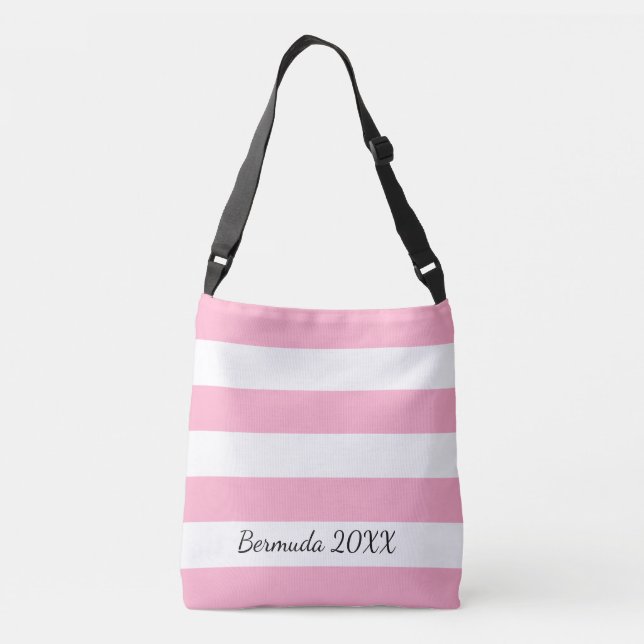 Personalised Front and Back Pink Striped Tote (Back)
