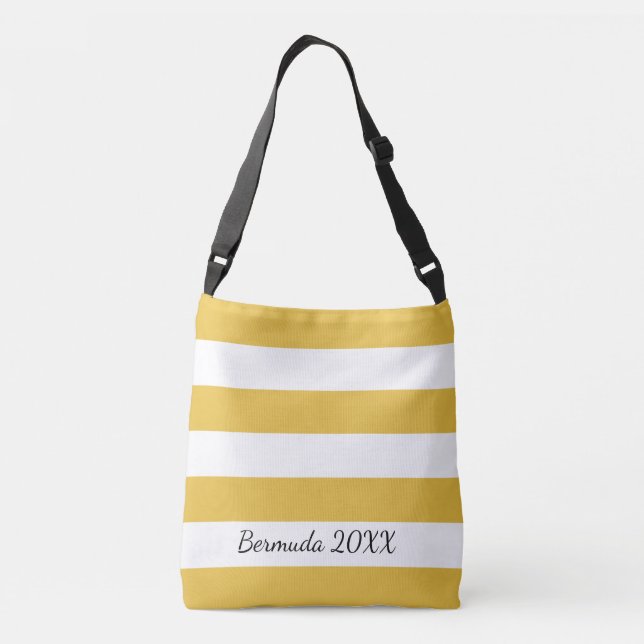 Personalised Front and Back Yellow Striped Tote (Back)