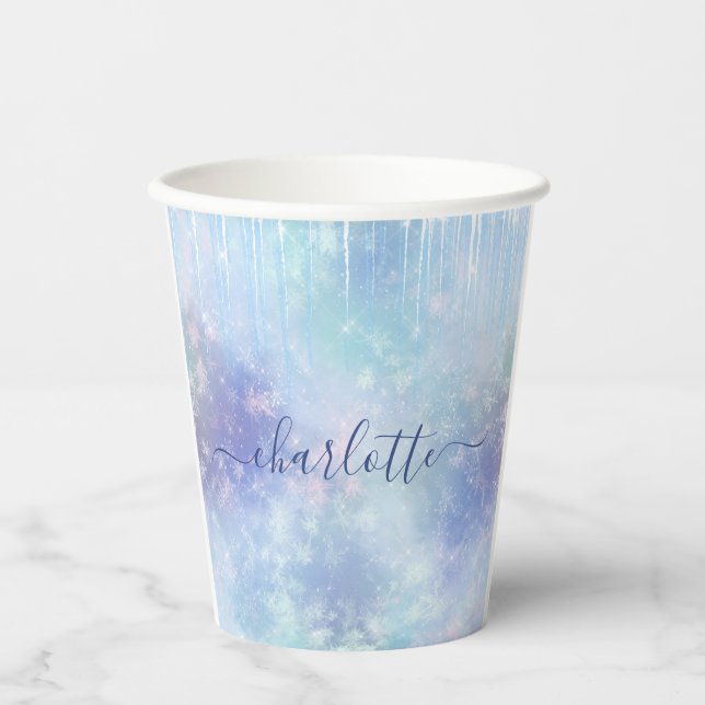 Personalised Frozen Icicles Paper Cups (Front)