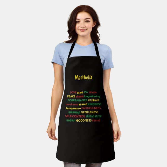 Personalised FRUIT OF THE SPIRIT Christian Apron (Worn)