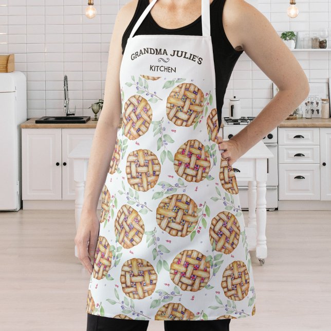 Personalised Fruit Pie Pattern, Custom Text Apron (Creator Uploaded)