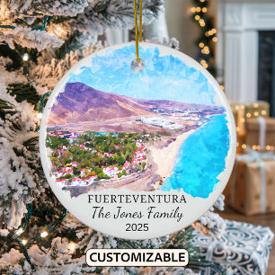 Personalised Fuerteventura Ornament, Spain Ceramic Tree Decoration