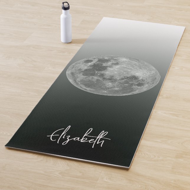 Personalised Full Moon Black & White Ombre Yoga Mat (In Situ)