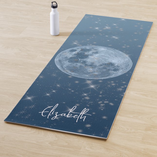 Personalised Full Moon Blue Ombre Celestial Yoga Mat (In Situ)