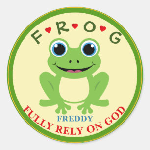 Personalised Fully Rely on God Boy Frog Classic Round Sticker