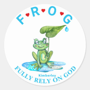 Personalised Fully Rely on God Frog Classic Round  Classic Round Sticker