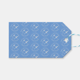 Personalised Fun Aeroplanes on Blue Kids Birthday Gift Tags