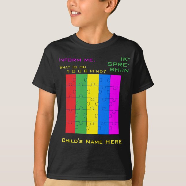 Personalised Fun and Colourful Autism Expression T-Shirt (Front)