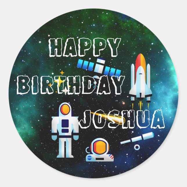 Personalised Fun Astronaut Collage   Classic Round Sticker (Front)