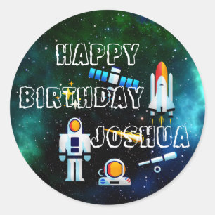 Personalised Fun Astronaut Collage   Classic Round Sticker