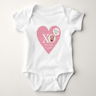 Personalised fun baby keepsakes pink heart bodysuit