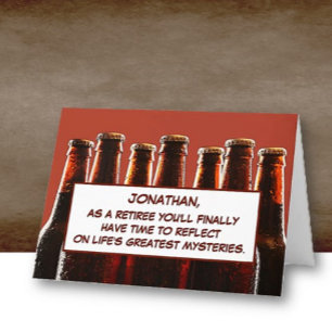 Personalised! Fun Beer Theme Retirement Card