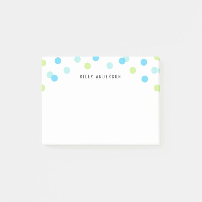 Personalised Fun Blue Aqua Green Confetti Post-it Notes (Front)